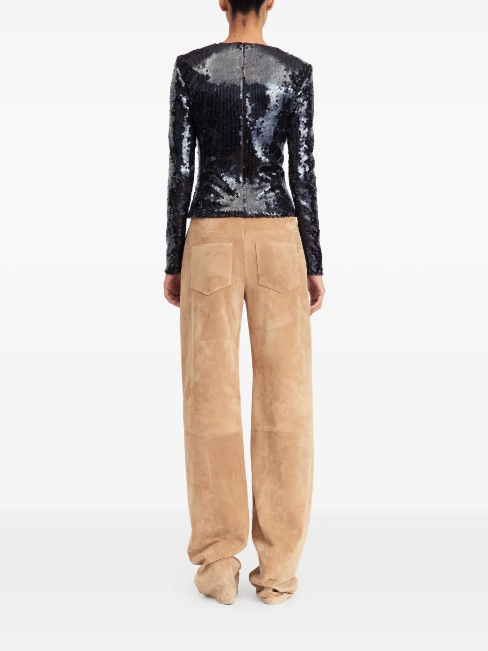 16Arlington Tanith top met pailletten en lange mouwen Zwart