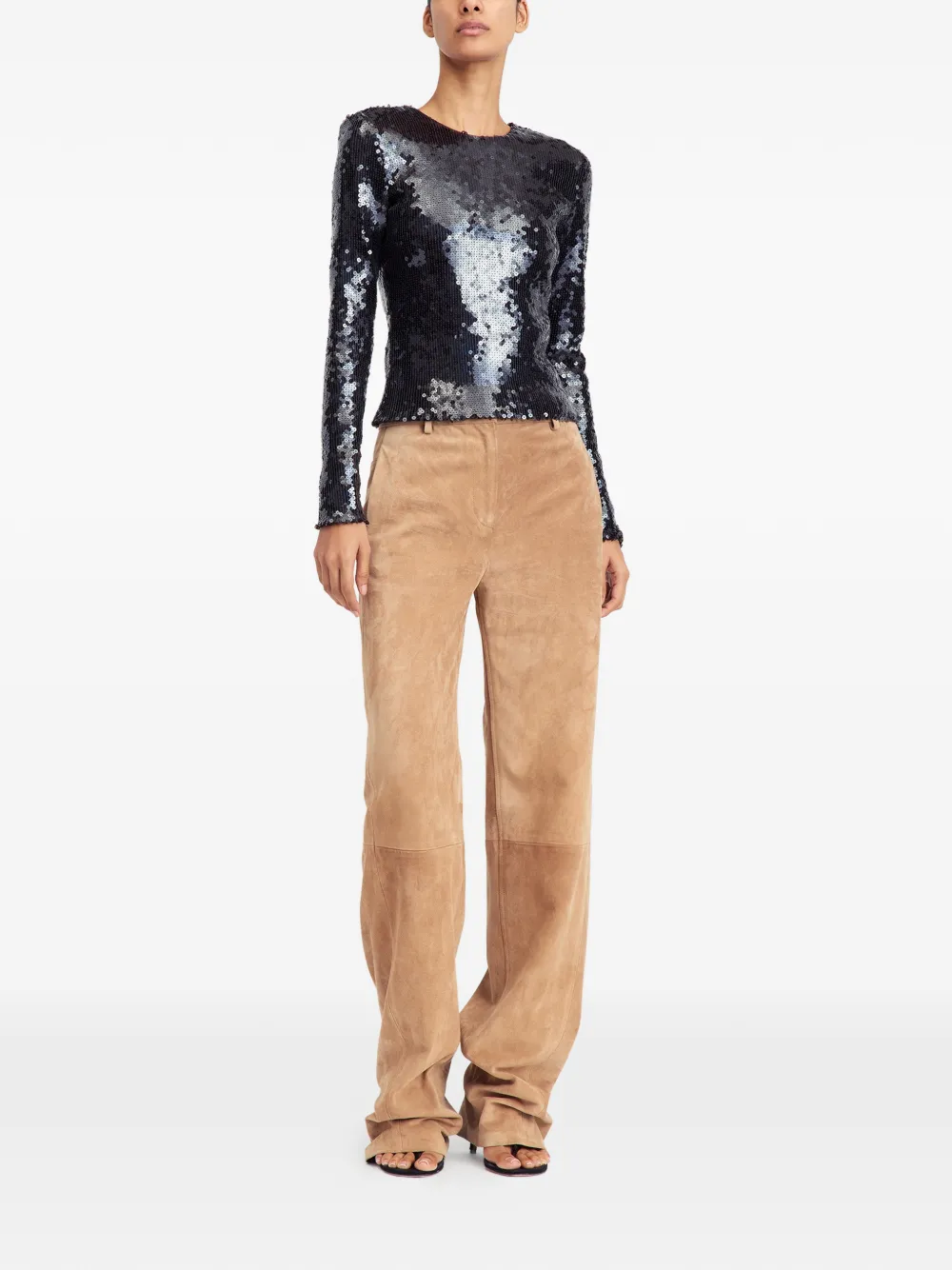 16Arlington Tanith sequin long-sleeved top - Zwart