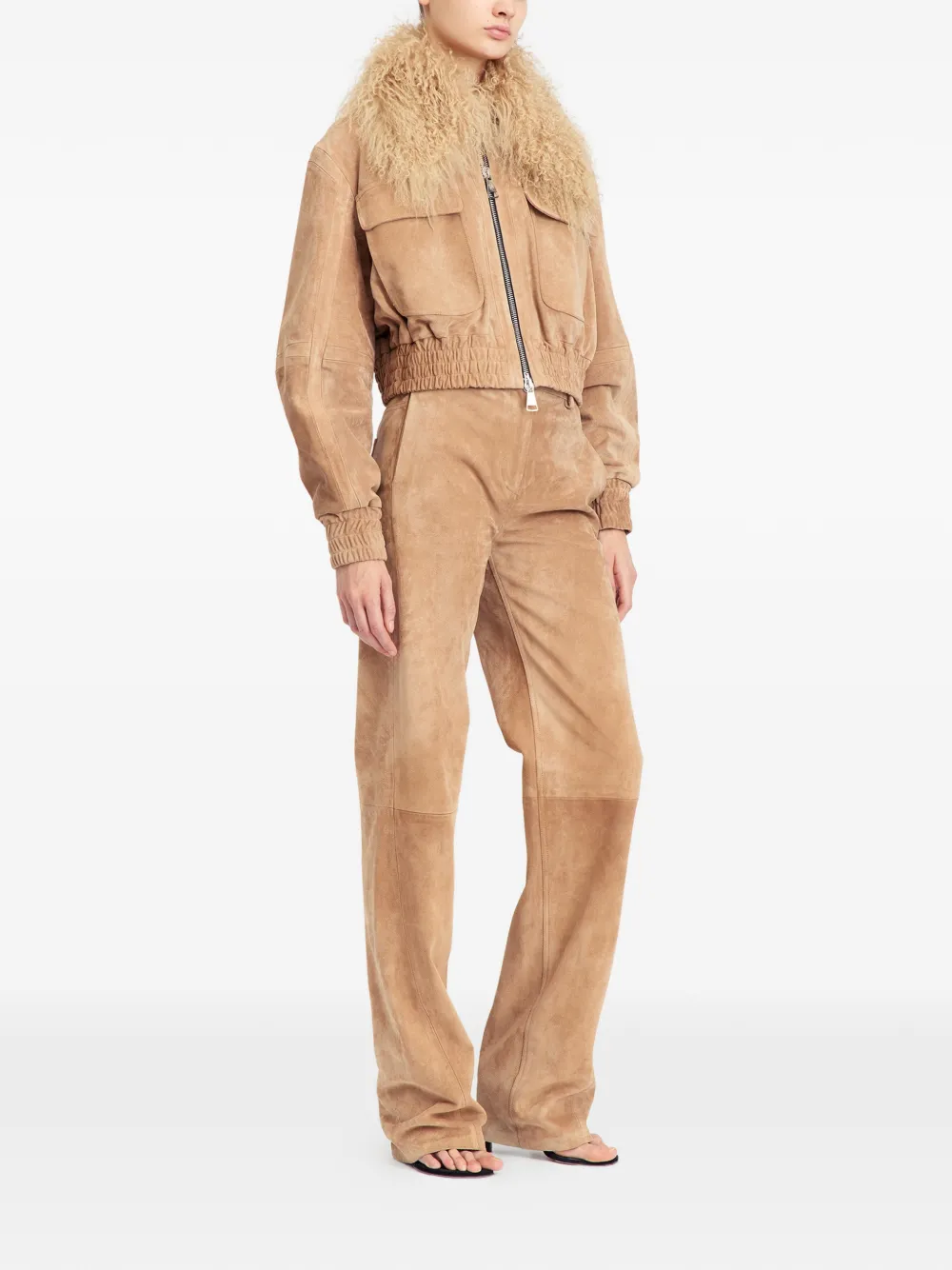 16Arlington Cie suède jack met bontkraag Beige