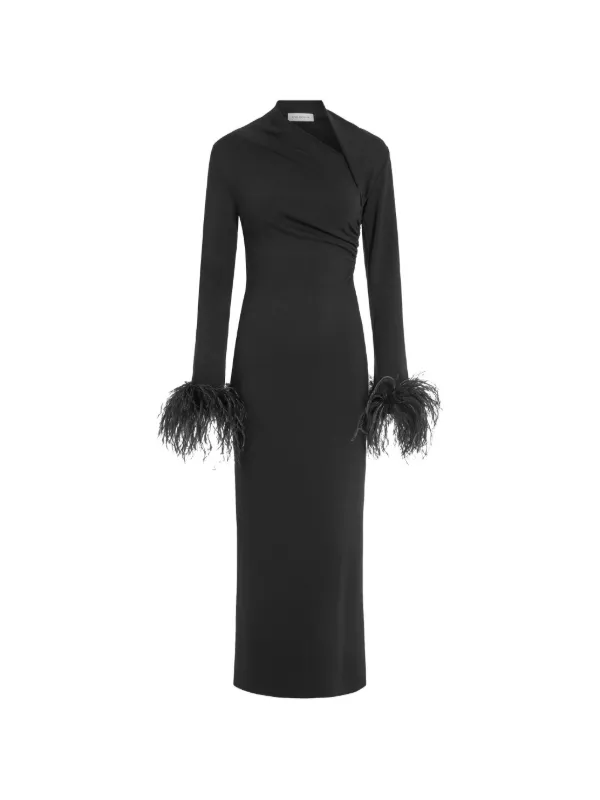 16arlington Feather-trim Midi Dress - Black 16arlington Feather-trim Midi Dress - Black