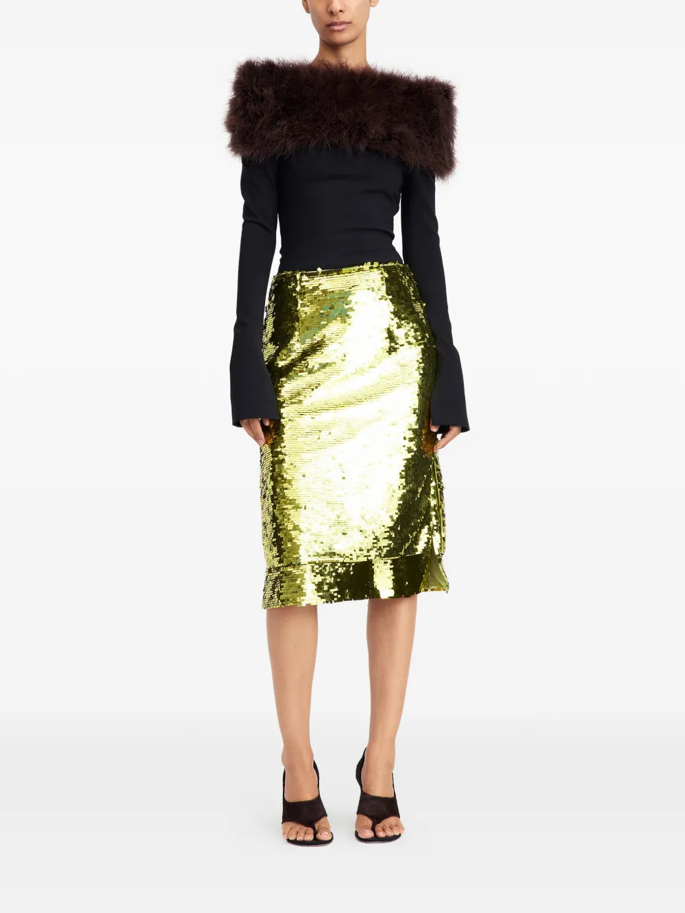 16Arlington Nyla sequin midi skirt - Groen
