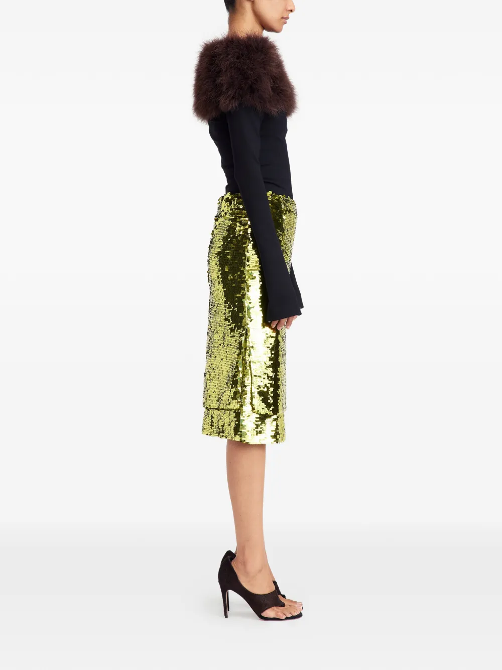  16arlington Nyla Sequin Midi Skirt - Green 