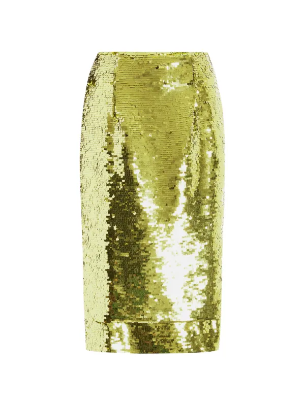 16Arlington Nyla Sequin Midi Skirt in Green