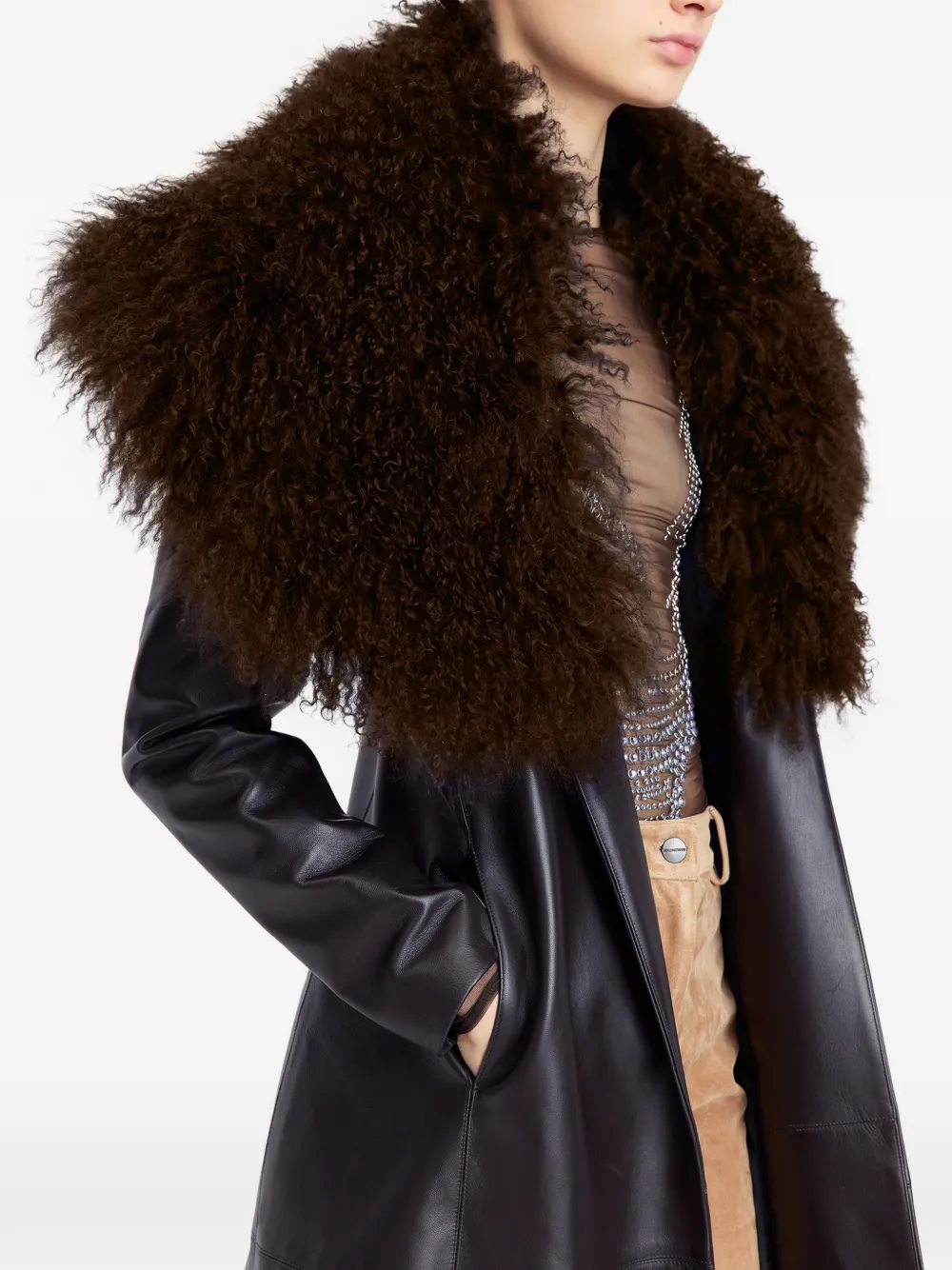 Luisa Fur-Collar Leather Coat