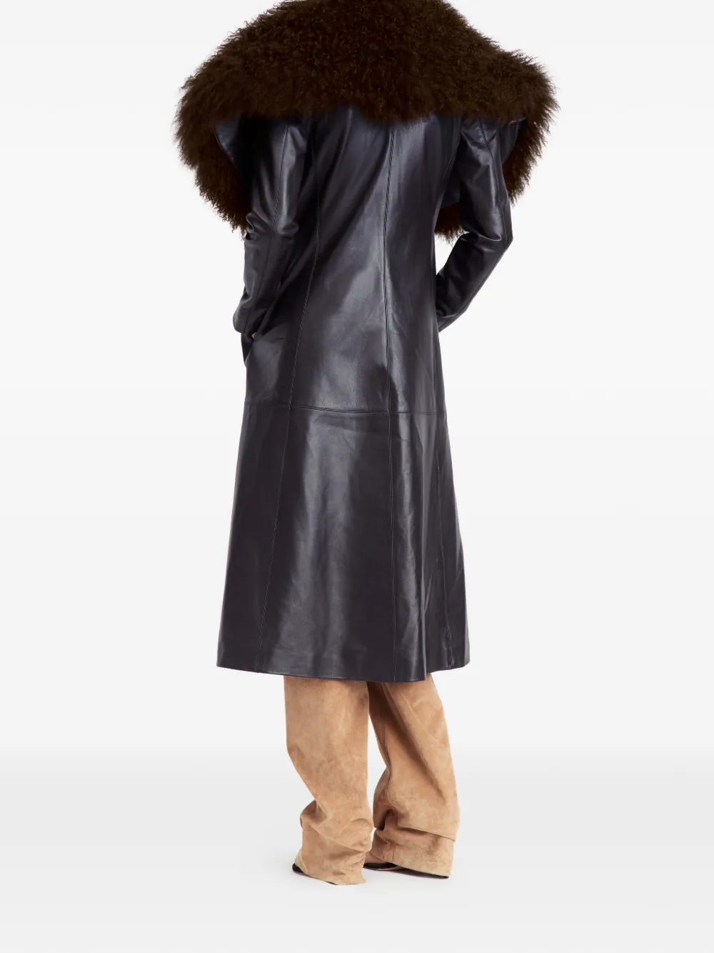 Luisa Fur-Collar Leather Coat