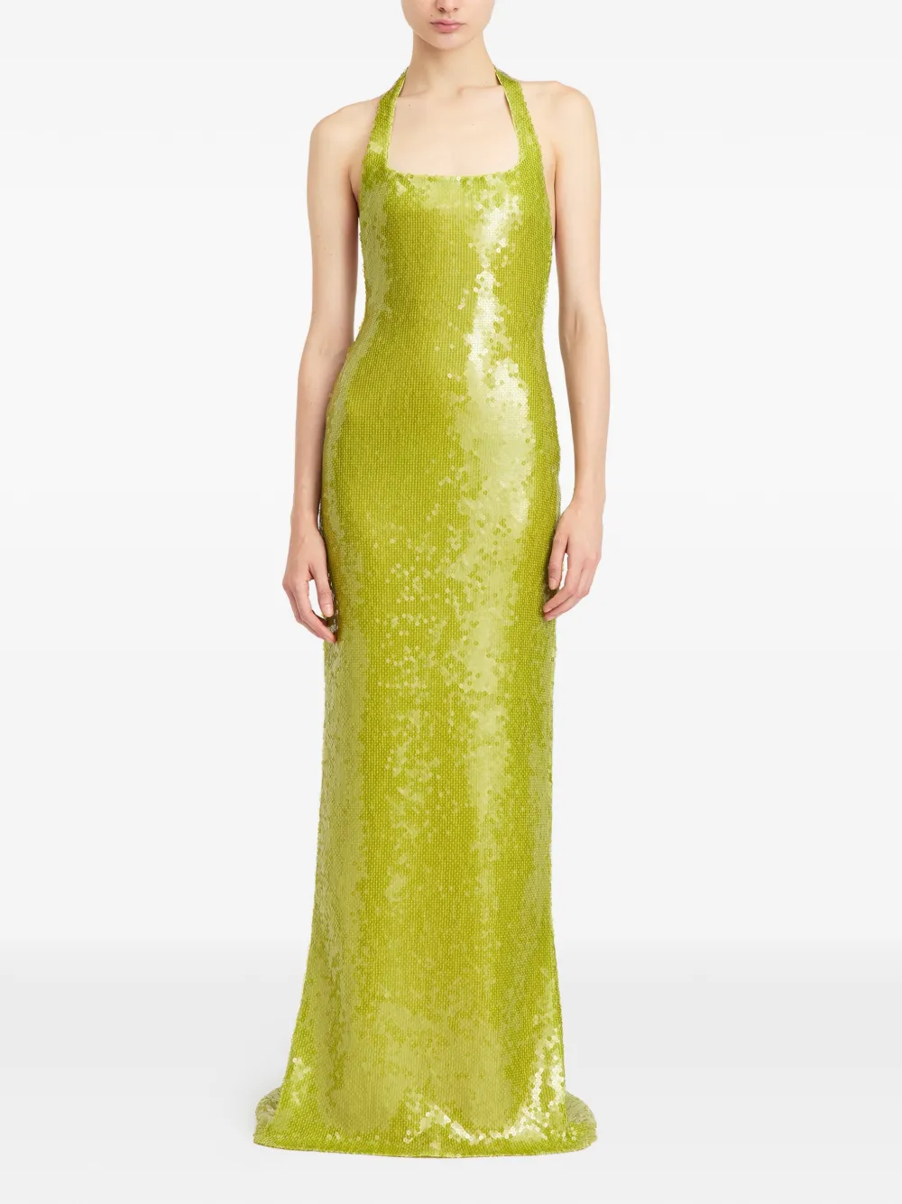 16Arlington Auden sequin halterneck maxi dress - Groen