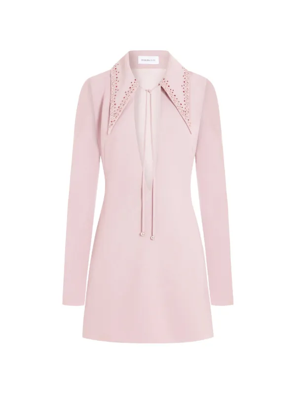 16arlington pink dress 16ARLINGTON Pink Corseted Crossover Strap Satin Mini Dress House Of Huntington