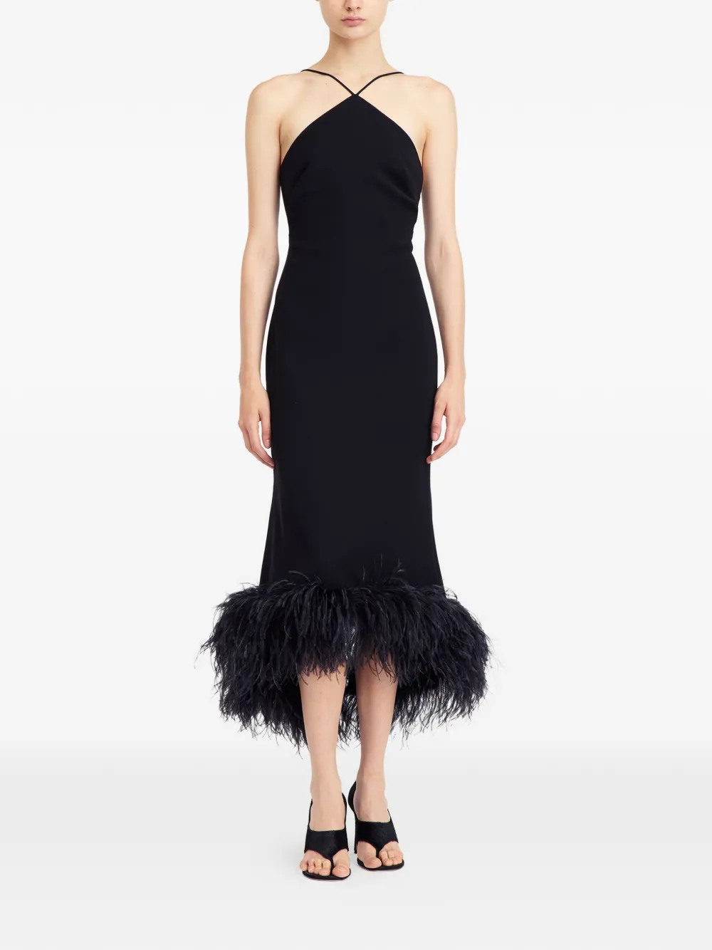 16Arlington Ade feather midi dress - Zwart