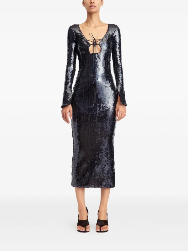 16Arlington Solaria Sequinned Midi Dress | Black | FARFETCH GE 16Arlington Solaria Sequinned Midi Dress | Black | FARFETCH GE