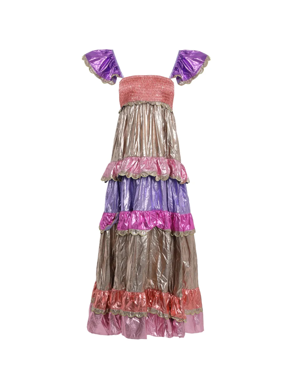 Celia B ruffled-detail maxi dress - Neutrals