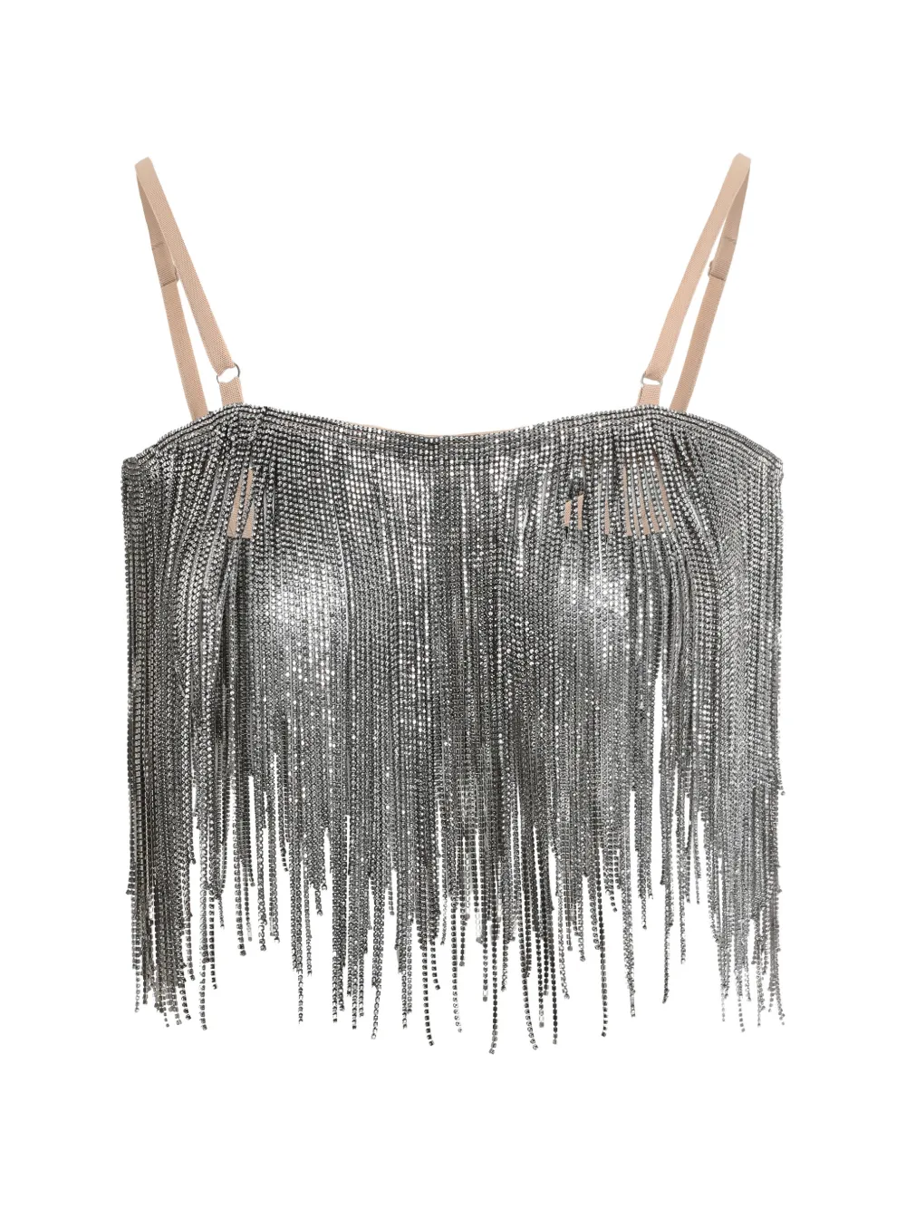 FROLOV mirror-crystal fringed top - Argento