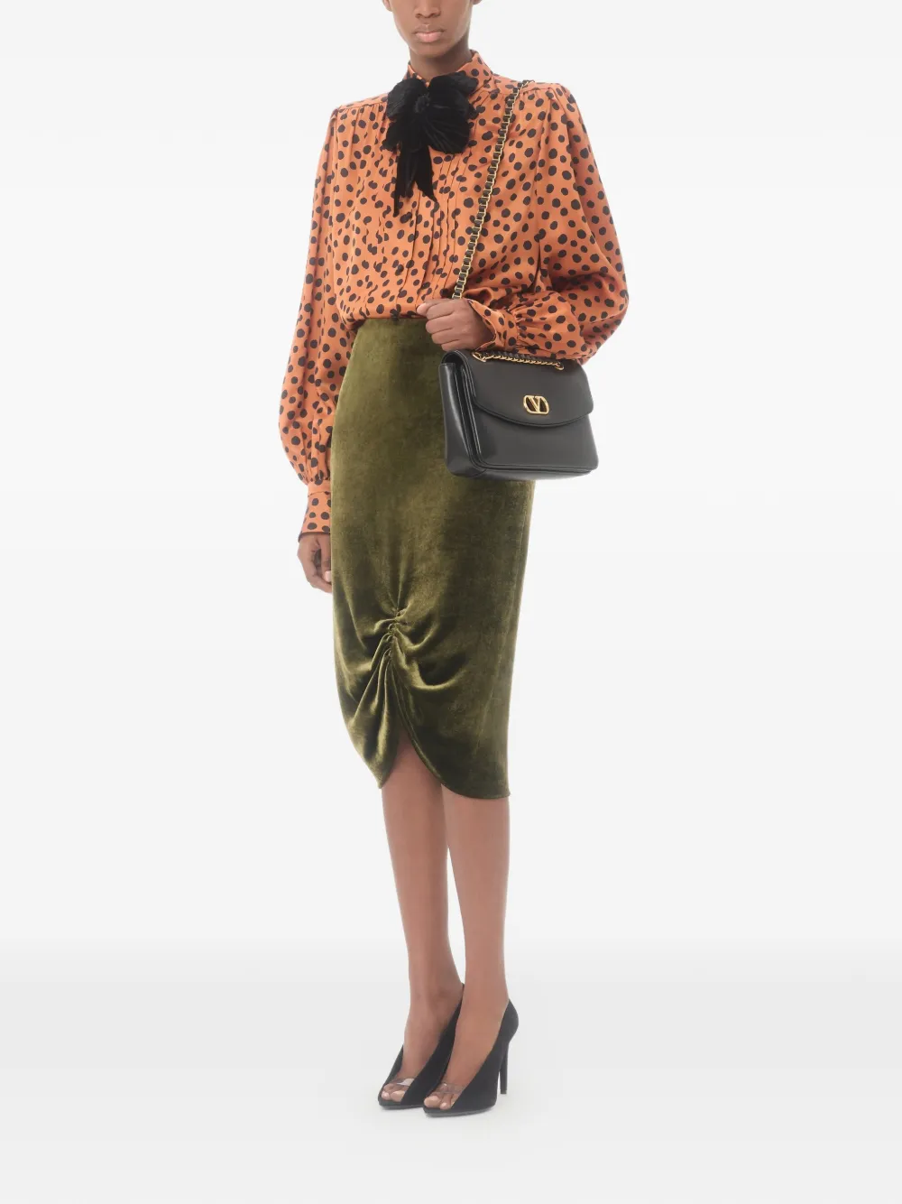 Valentino Garavani Fluwelen midi-rok Groen