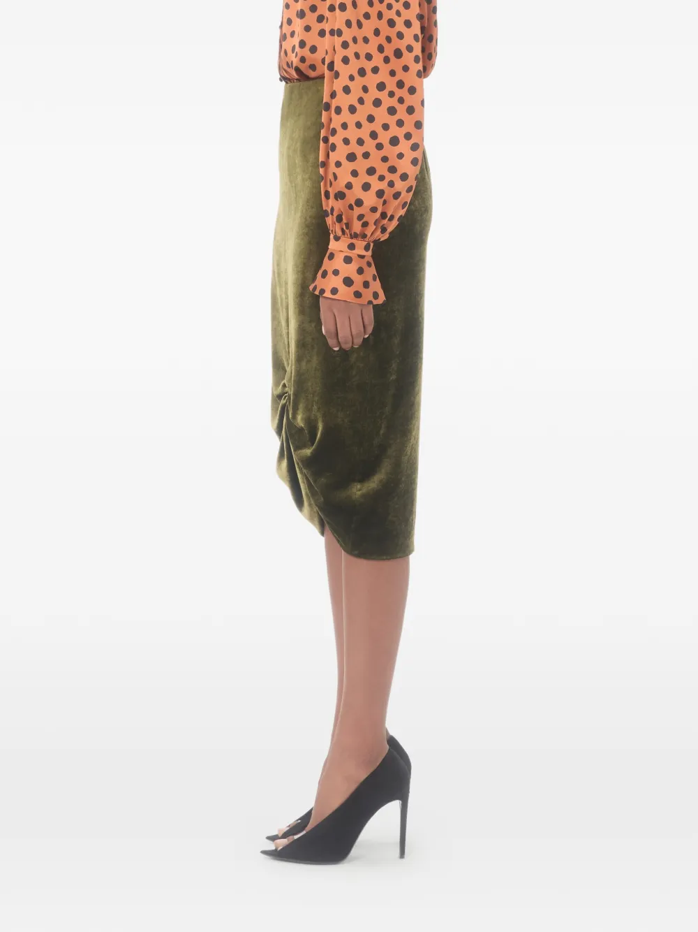 Valentino Garavani Fluwelen midi-rok Groen