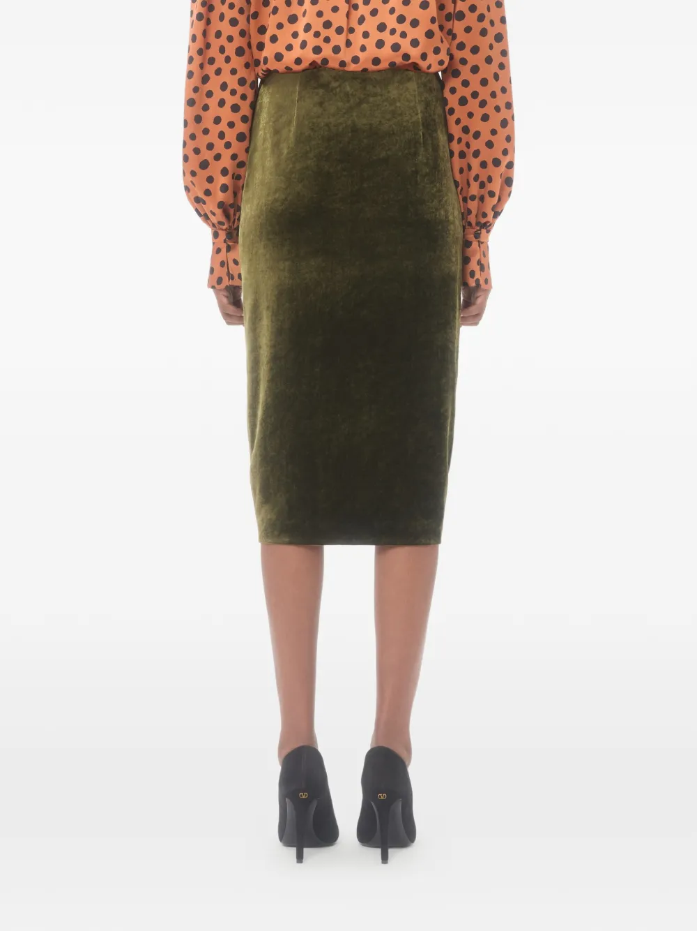 Valentino Garavani Fluwelen midi-rok Groen