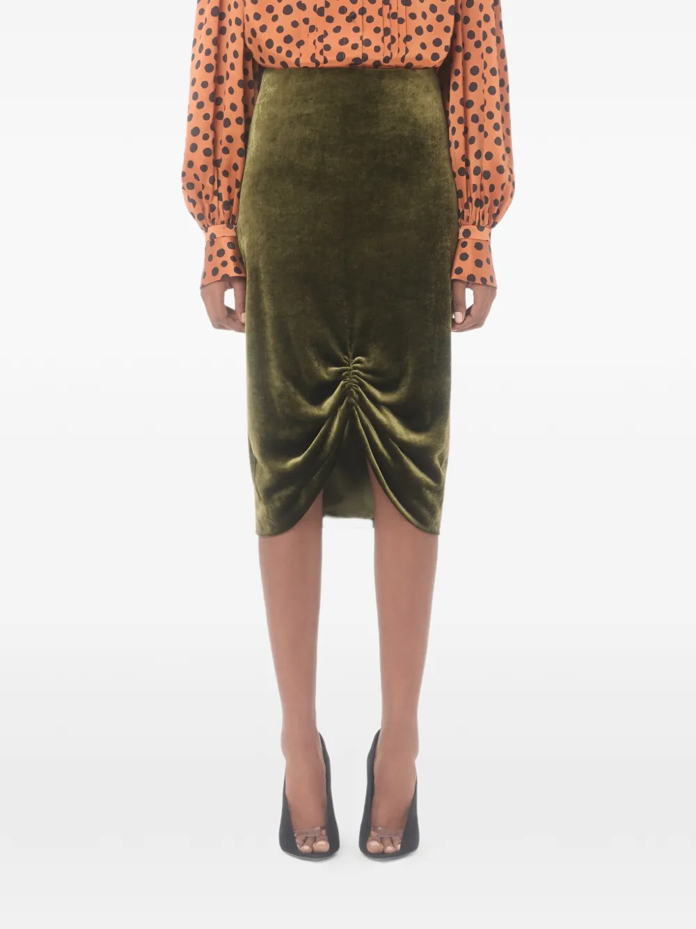 Valentino Garavani Fluwelen midi-rok Groen