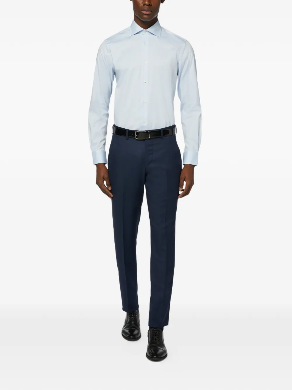 Boggi Milano Overhemd met puntige kraag Blauw