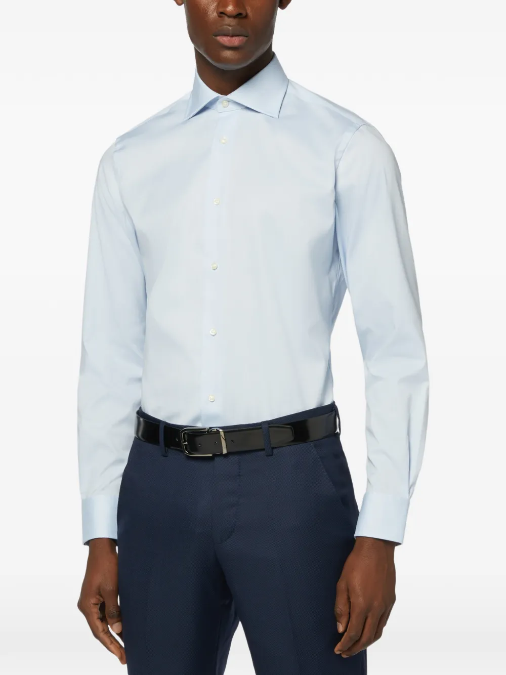 Boggi Milano Overhemd met puntige kraag Blauw