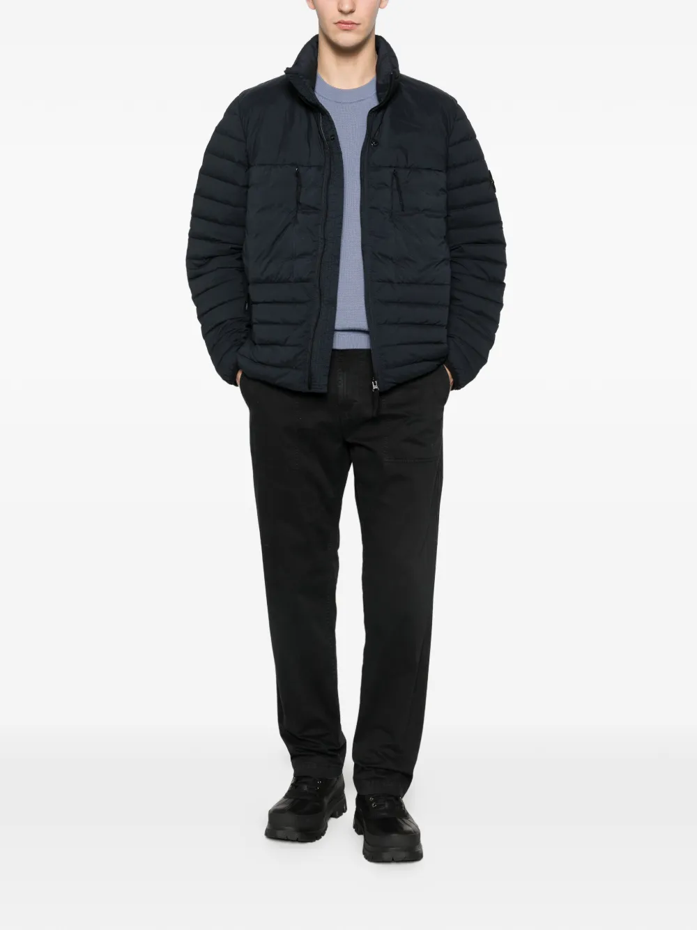 Stone Island 4100106 nylon Down-TC jack Blauw