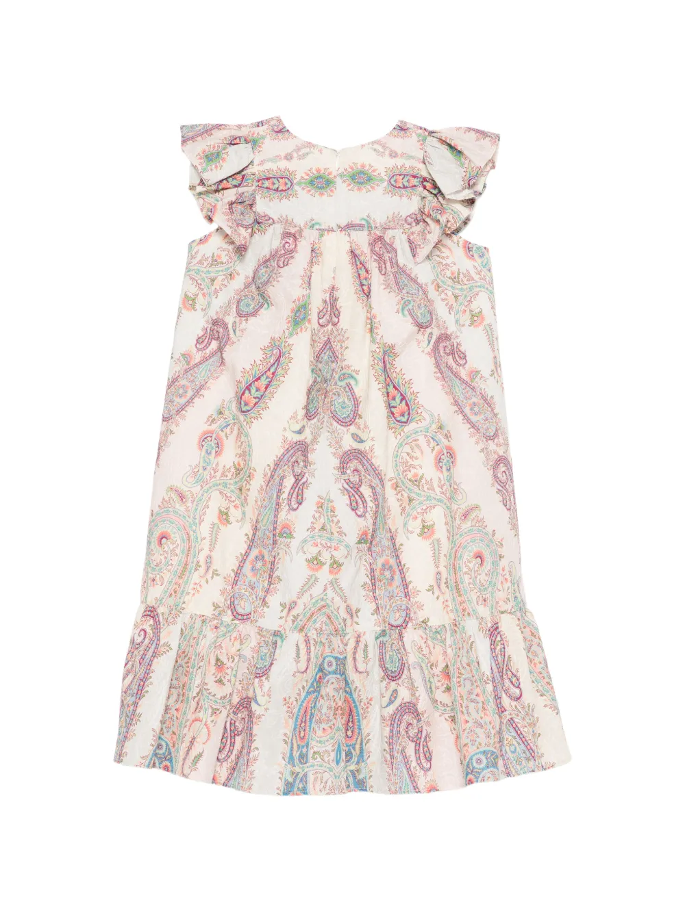 ETRO KIDS Jurk met paisley-print en ruches Beige