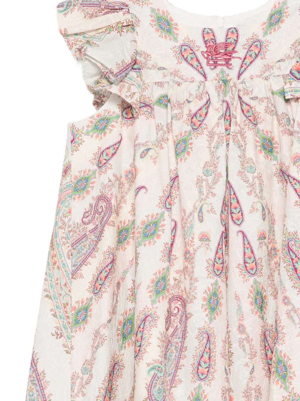 ETRO KIDS Jurk met paisley-print en ruches Beige