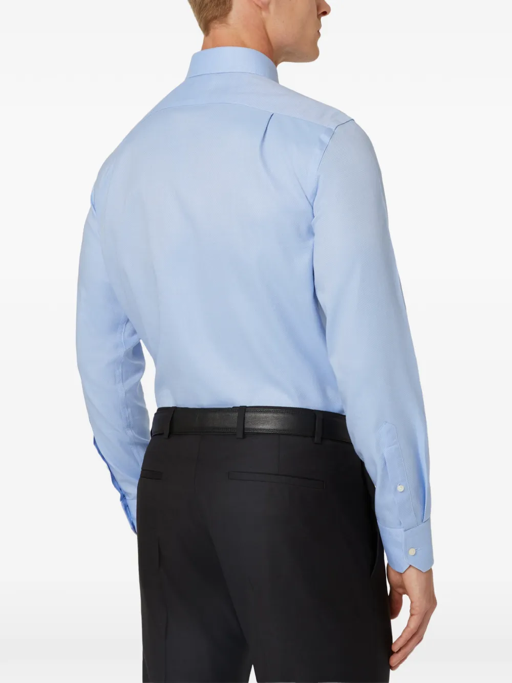 Boggi Milano Dobby overhemd met Windsor kraag Blauw