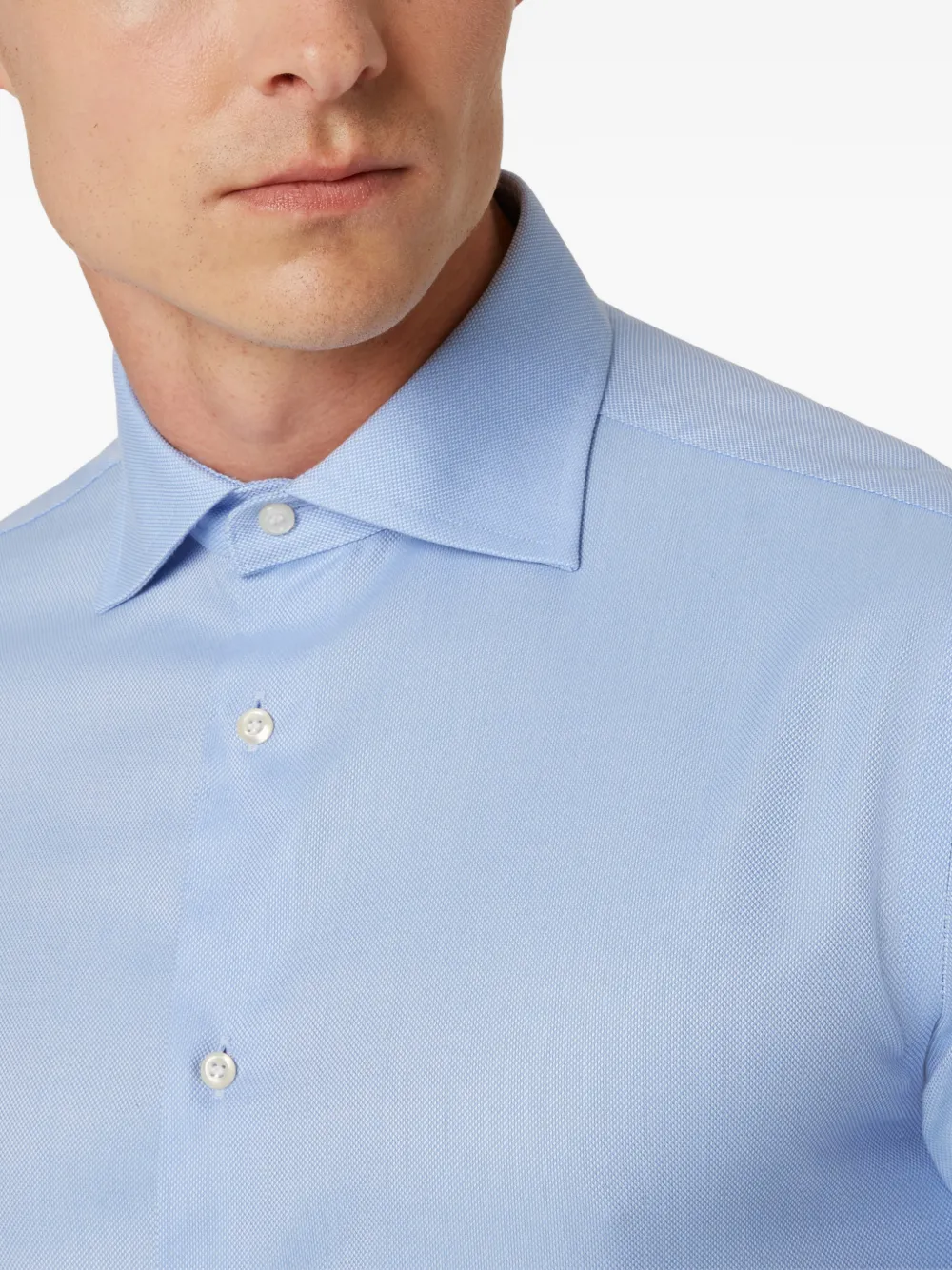 Boggi Milano Dobby overhemd met Windsor kraag Blauw