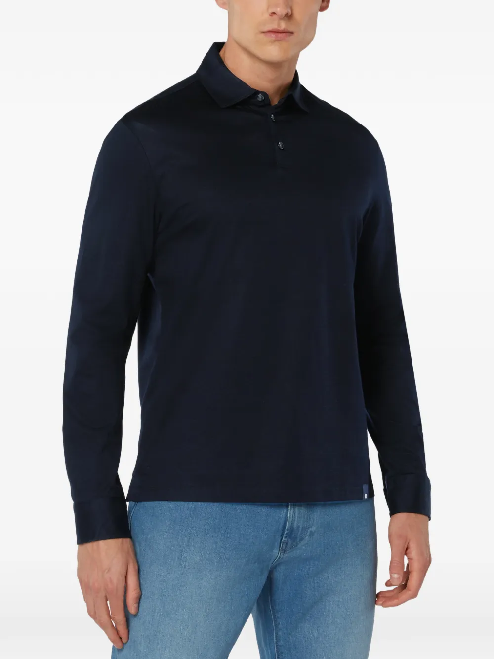 Boggi Milano Katoenen poloshirt met lange mouwen Blauw
