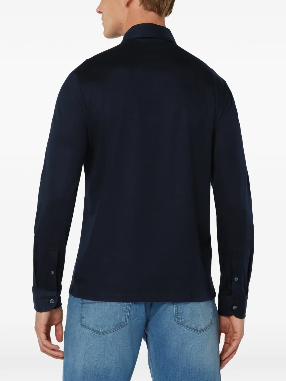 Boggi Milano Katoenen poloshirt met lange mouwen Blauw