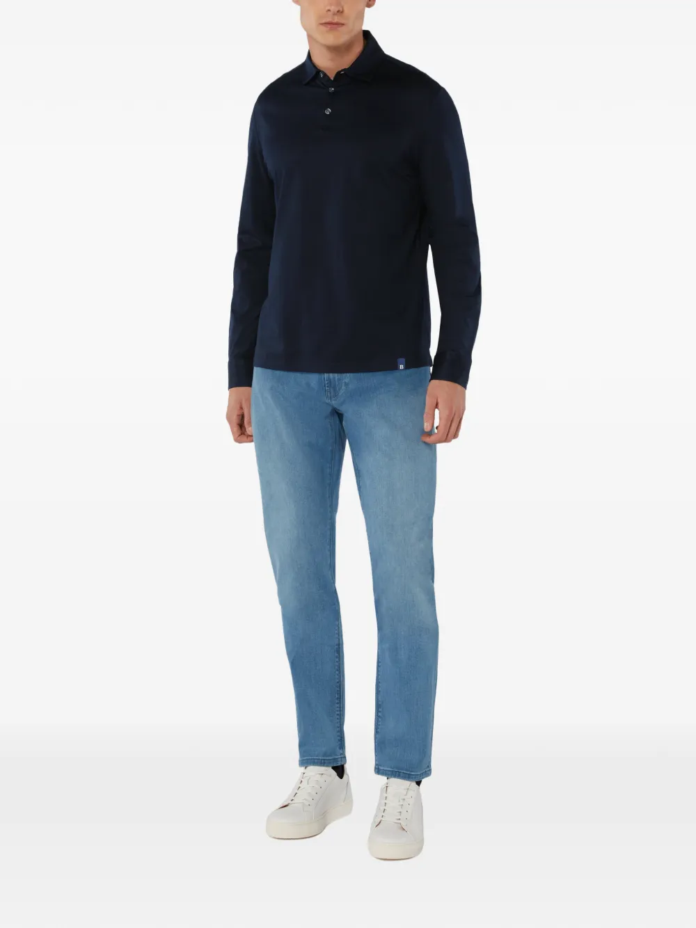 Boggi Milano Katoenen poloshirt met lange mouwen Blauw