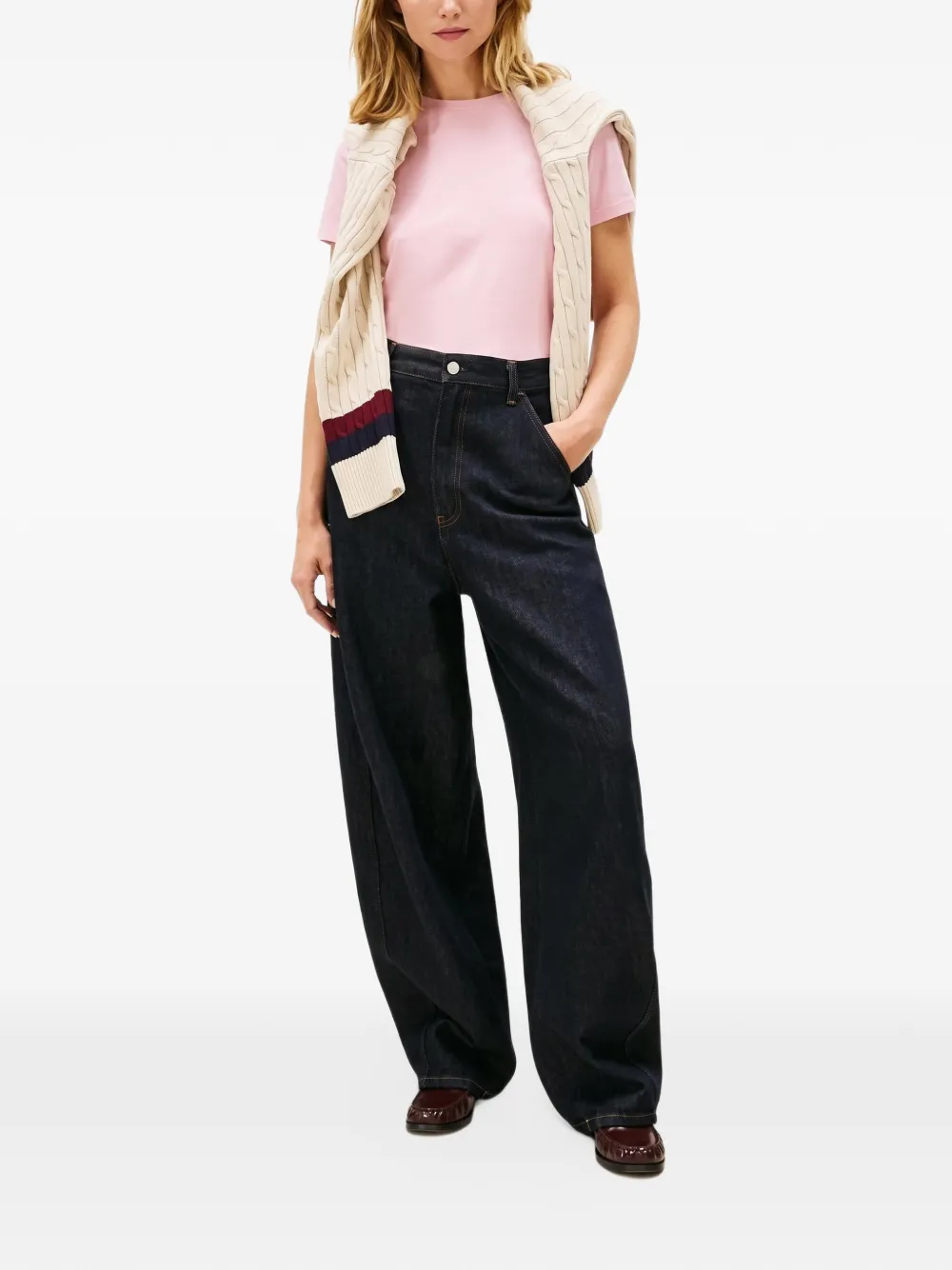 Tommy Hilfiger Script regular T-shirt Roze