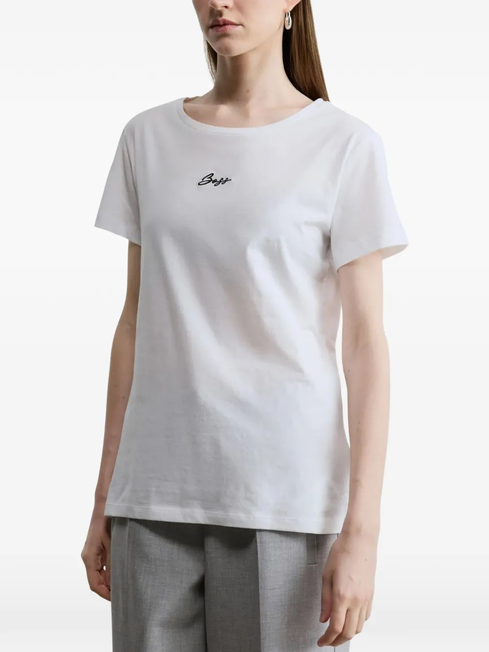 BOSS C-Elove T-shirt met geborduurd logo Wit