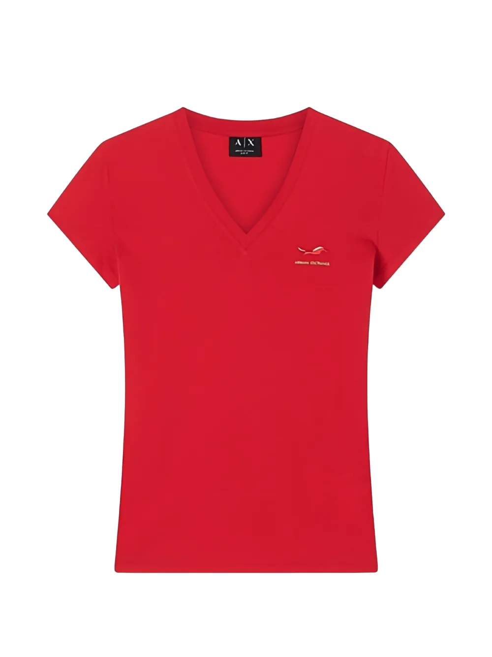 Armani Exchange V-neck detail-embroidered T-shirt - Rosso