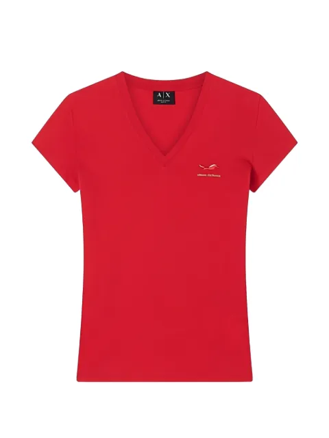 Armani Exchange V-neck detail-embroidered T-shirt