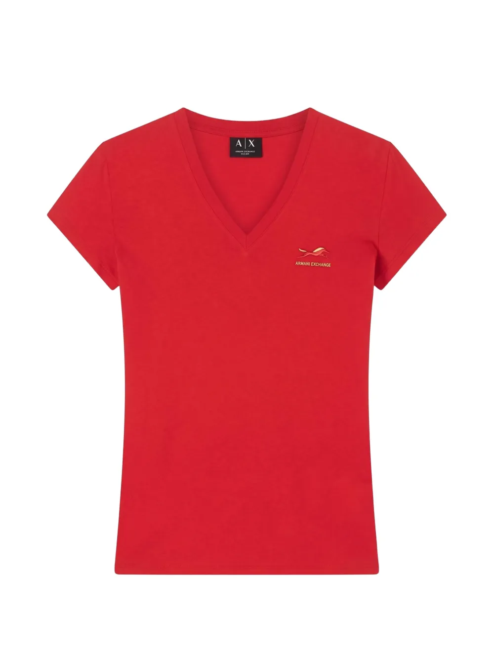 Armani Exchange V-neck detail-embroidered T-shirt - Rosso