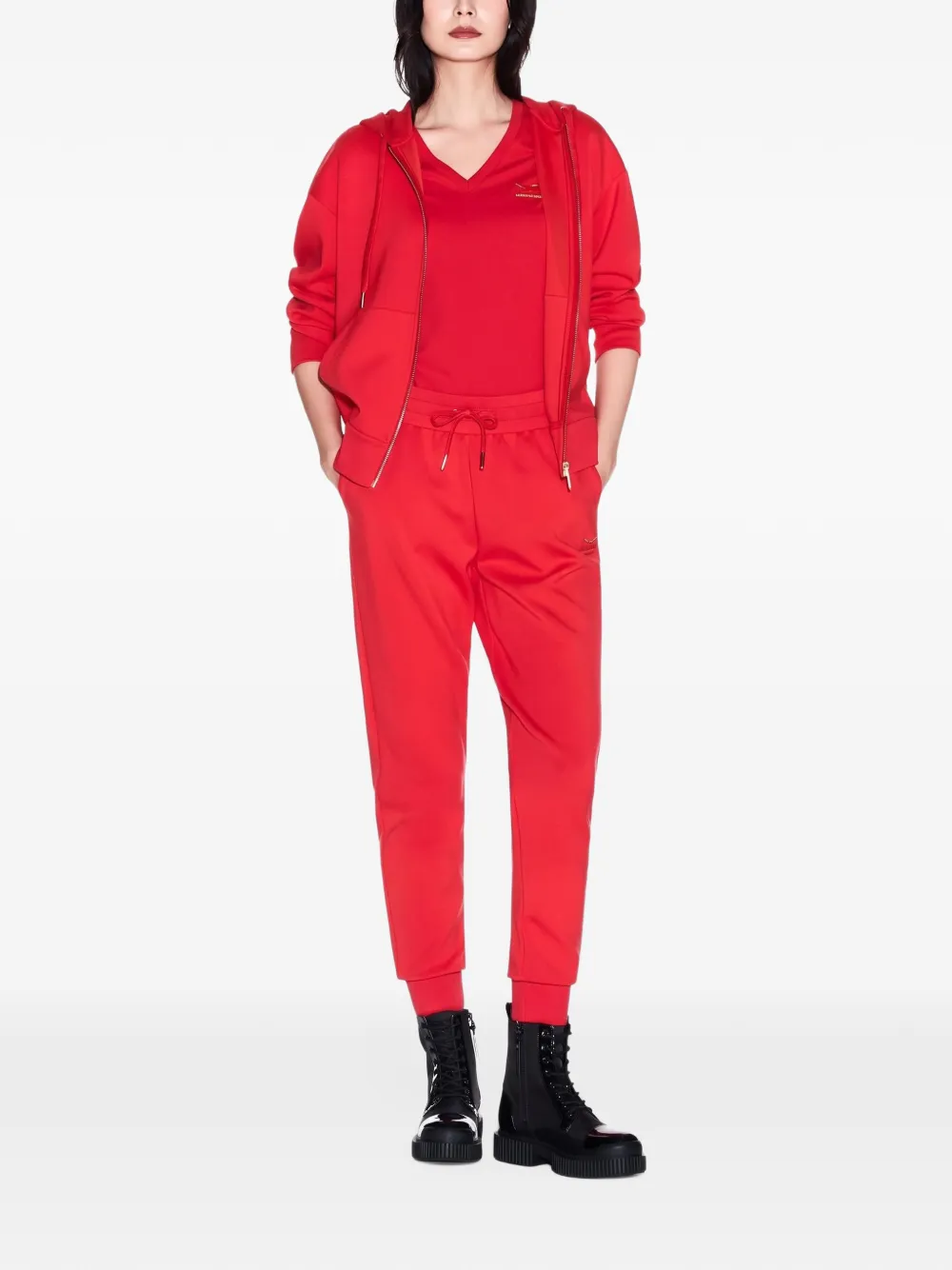 Armani Exchange T-shirt met V-hals en borduurwerk Rood