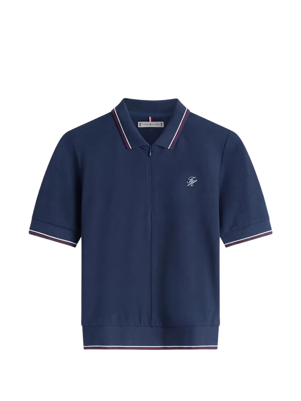Tommy Hilfiger Polotop met logo en rits Blauw