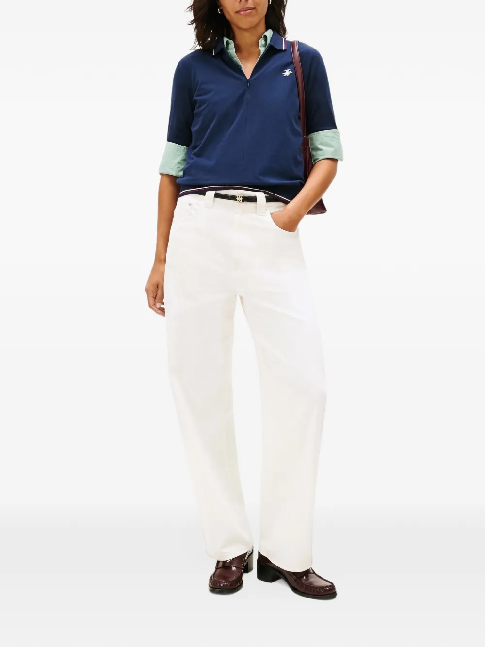 Tommy Hilfiger Polotop met logo en rits Blauw
