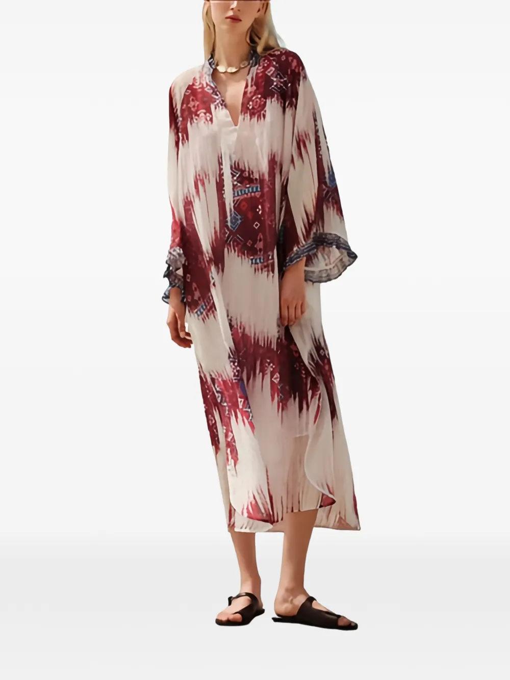  Devotion Freesia Patterned V-neck Dress - White 