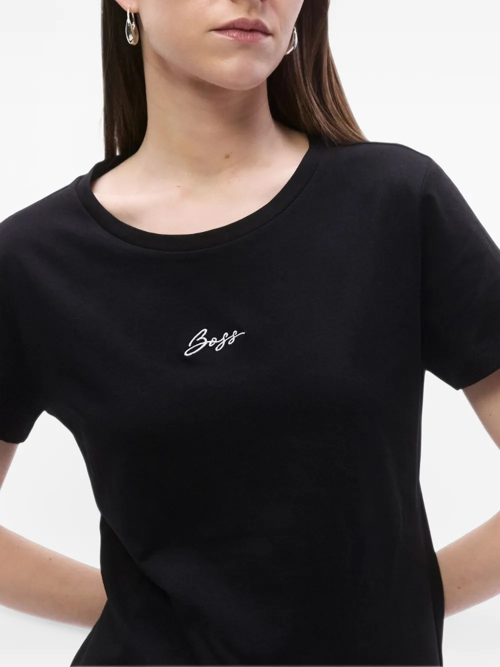 BOSS T-shirt met geborduurd logo Zwart