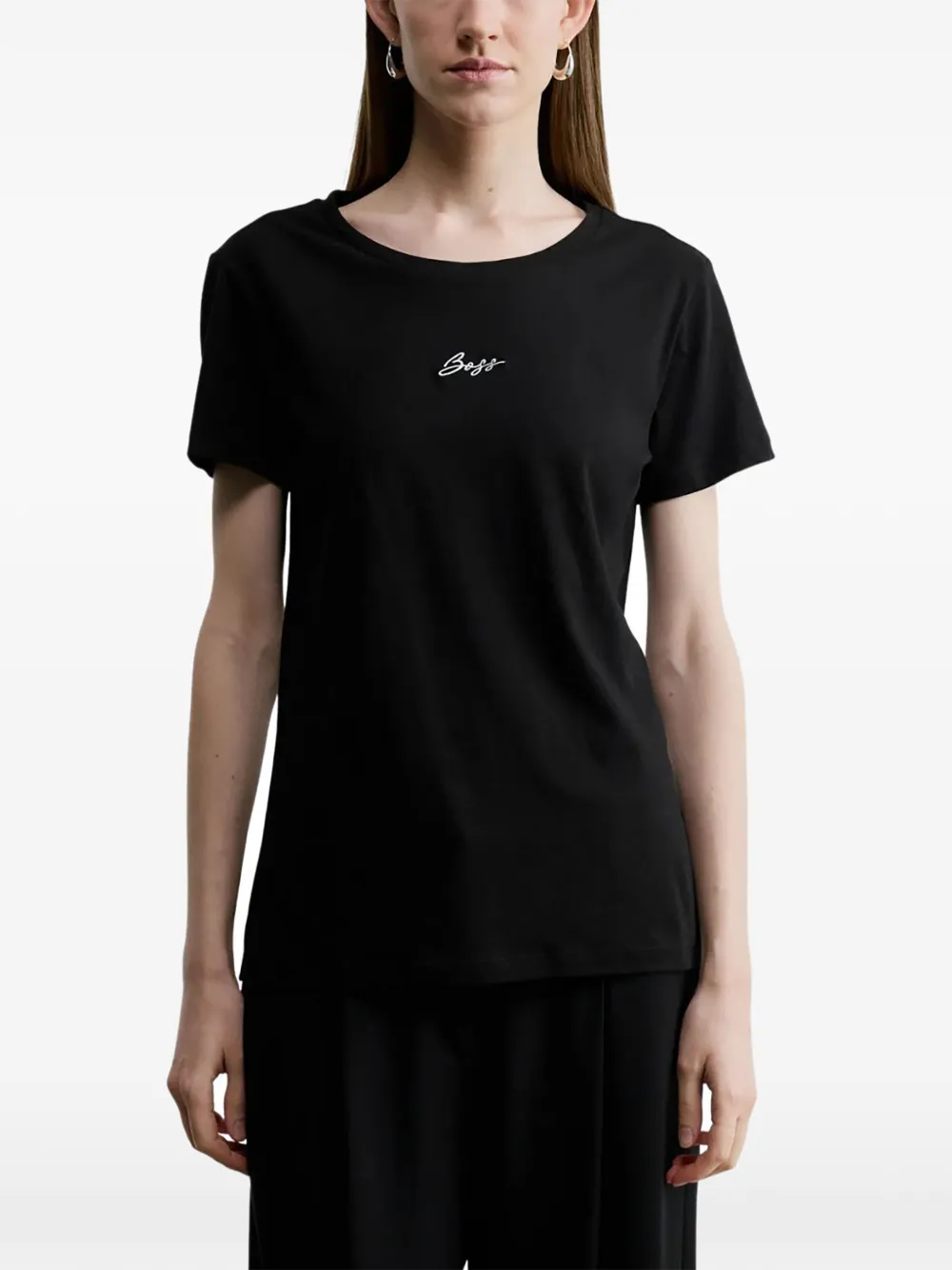 BOSS T-shirt met geborduurd logo Zwart