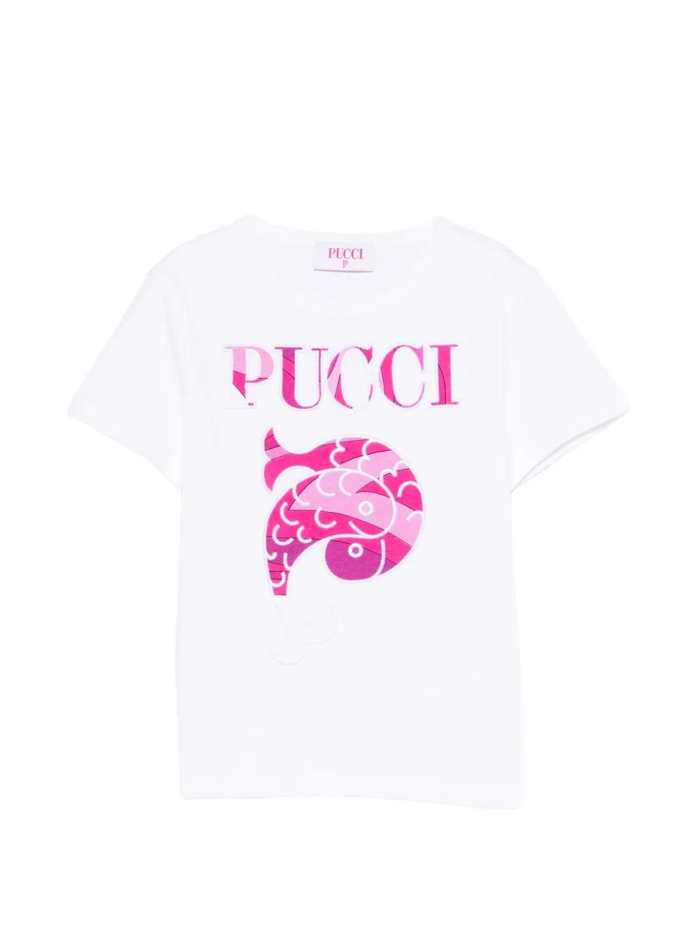 PUCCI Junior fish graphic T-shirt - Bianco