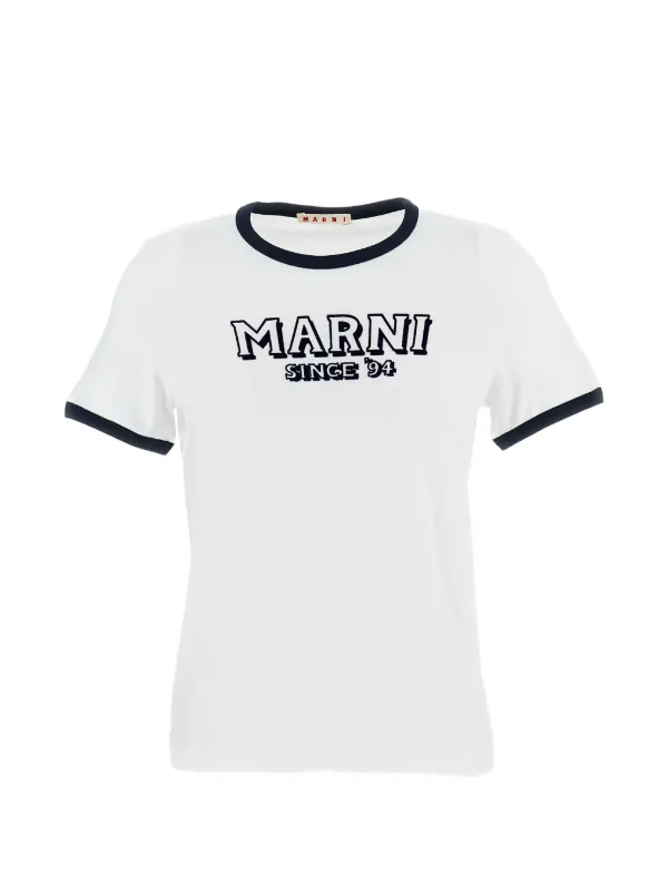 MARNI ロゴ入りホワイトTシャツ Marni ロゴエンボス Tシャツ | ホワイト | FARFETCH JP