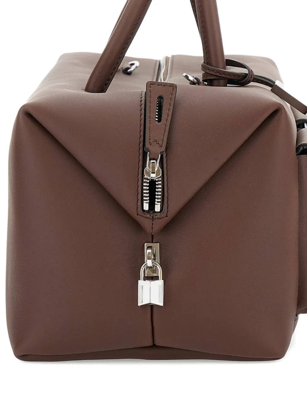 Max Mara Leren schoudertas met hangslot Bruin