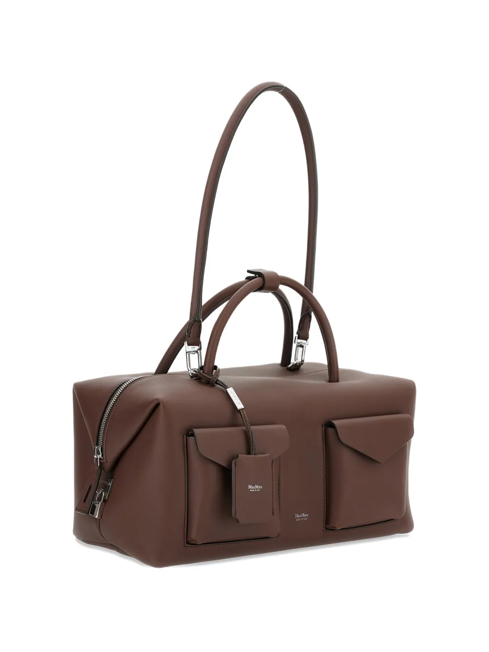 Max Mara Leren schoudertas met hangslot Bruin
