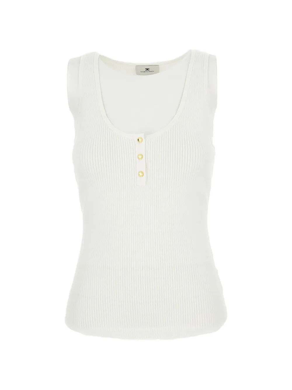 Elisabetta Franchi ribbed snap-button top - Bianco