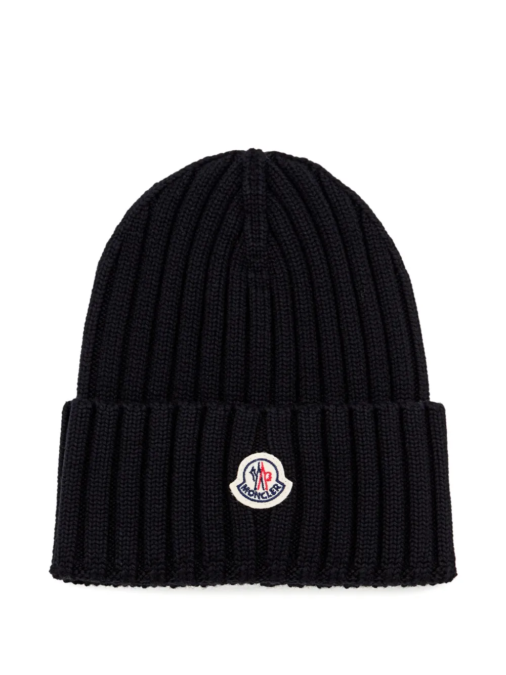 Moncler ribbed logo embroidered beanie - Zwart