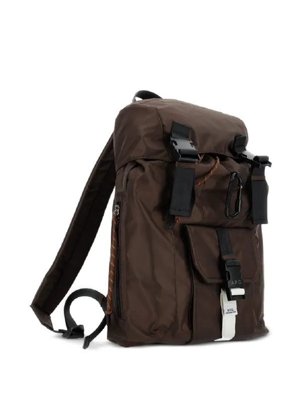 apc backpack leather A.P.C. Trek Durable Brown Buckle secured by a drawstring closure and a protective flap Trek backpack | Bags |