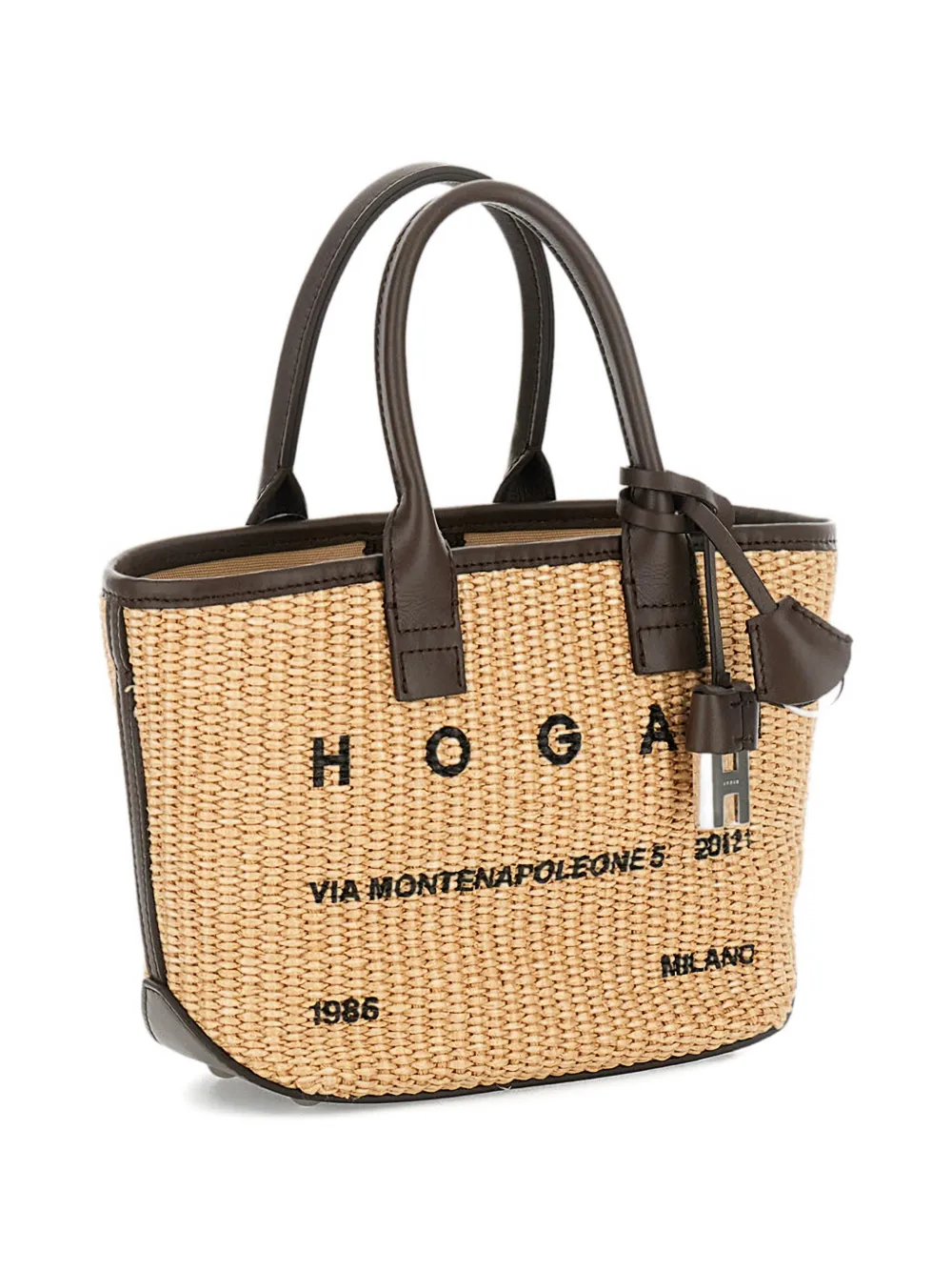  Hogan Embroidered Raffia Tote Bag - Neutrals 