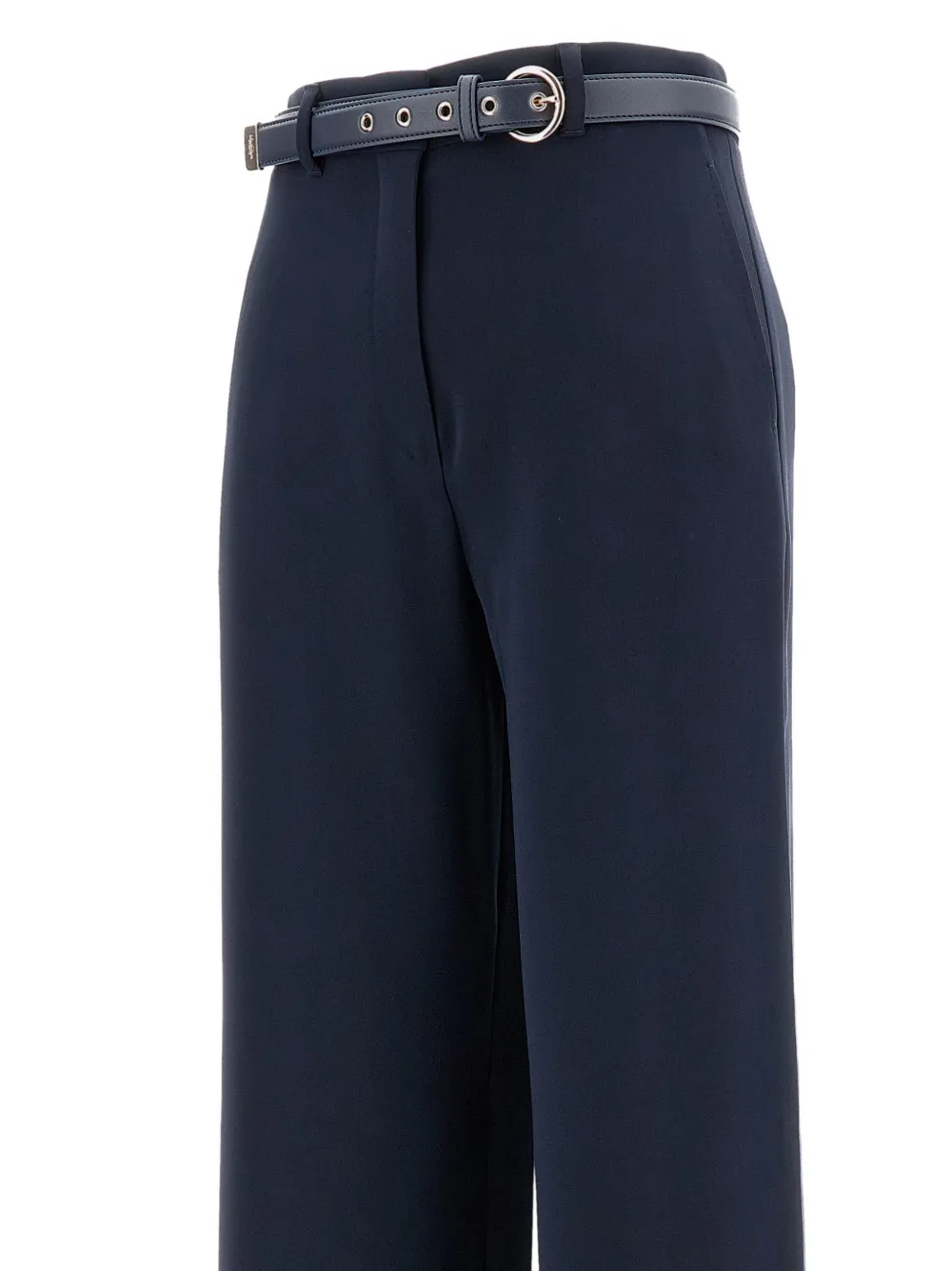 Max Mara Broek met wijde pijpen en ceintuur Blauw