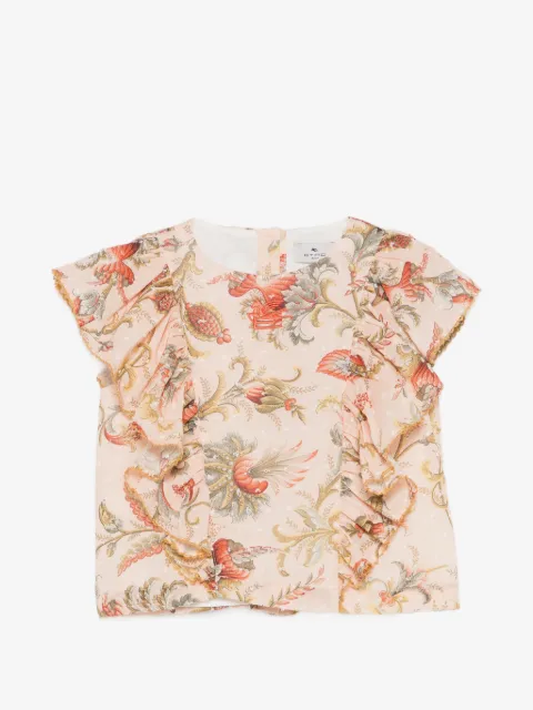ETRO KIDS blusa con estampado floral y volantes